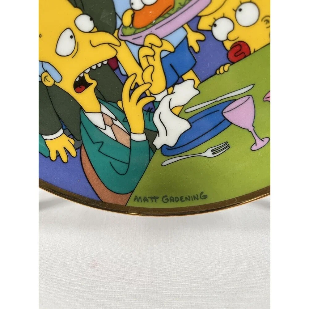 1992 Three Eyed Fish Simpsons Franklin Mint Collector Plate Gold Trim #129